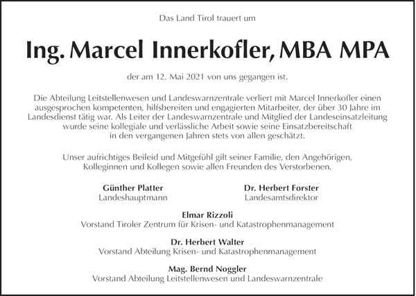 Trauer um Marcel Innerkofler